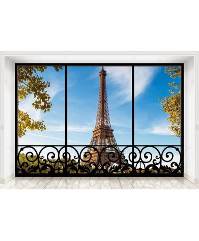 Fototapeta do salonu - Tour Eiffel Paris France (window) - 366x254 cm