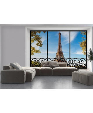 Fototapeta do salonu - Tour Eiffel Paris France (window) - 366x254 cm