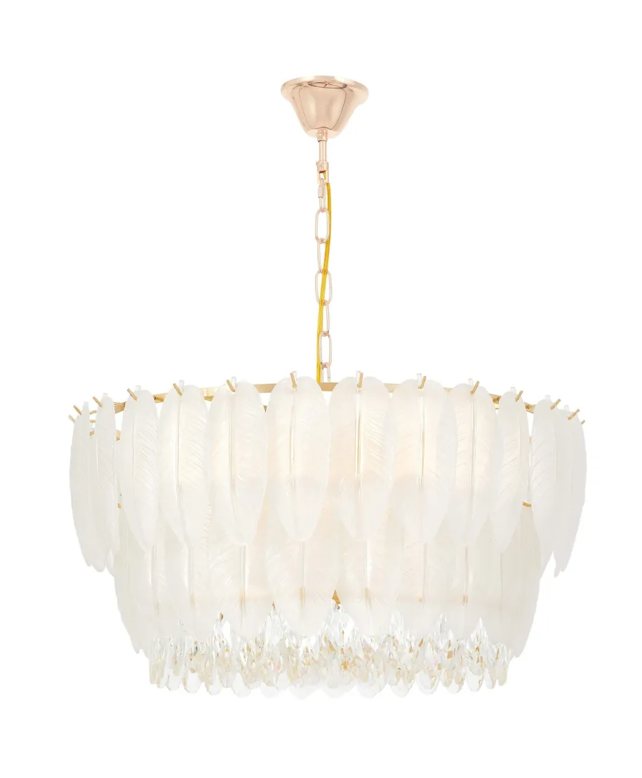 NOWOCZESNY ŻYRANDOL KRYSZTAŁOWY BIAŁO-ZŁOTY CAVALINI D60