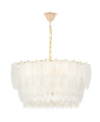 NOWOCZESNY ŻYRANDOL KRYSZTAŁOWY BIAŁO-ZŁOTY CAVALINI D60