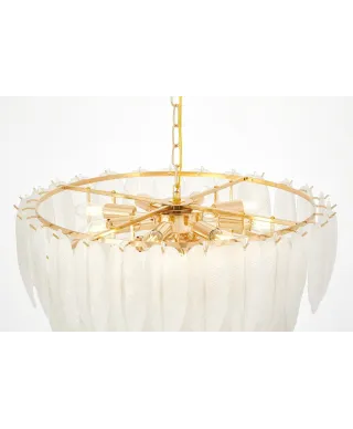 NOWOCZESNY ŻYRANDOL KRYSZTAŁOWY BIAŁO-ZŁOTY CAVALINI D60