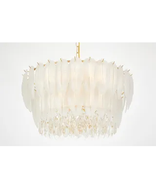 NOWOCZESNY ŻYRANDOL KRYSZTAŁOWY BIAŁO-ZŁOTY CAVALINI D60