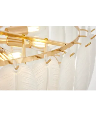 NOWOCZESNY ŻYRANDOL KRYSZTAŁOWY BIAŁO-ZŁOTY CAVALINI D60