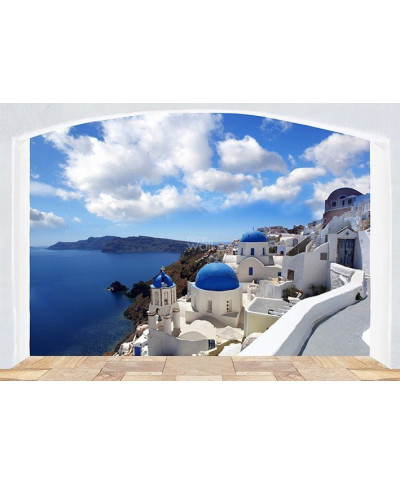 Fototapeta Na Ścianę - Panorama Santorini (okno) 366x254 cm