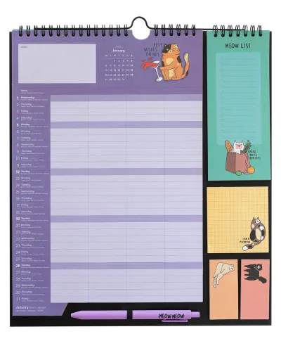 Kitten Meow Meow - planer ścienny 2024/2025