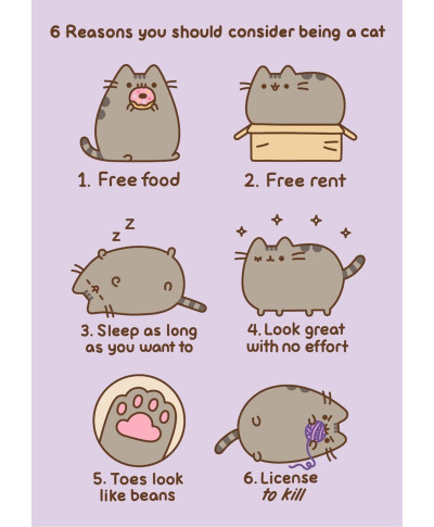 Pusheen Reasons To Be A Cat - pocztówki