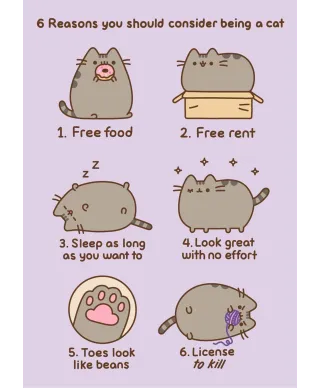 Pusheen Reasons To Be A Cat - pocztówki