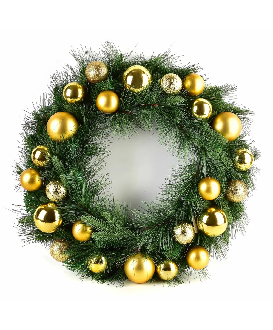 SANTA LILA Wianek 60cm zielono złoty