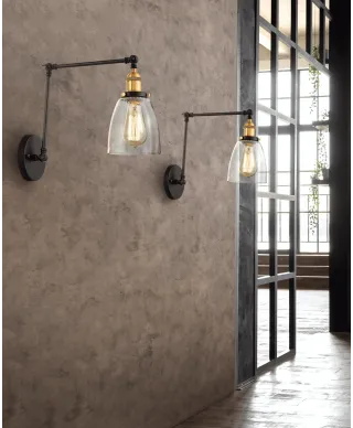 LAMPA ŚCIENNA KINKIET LOFTOWY CZARNY BARTON W2