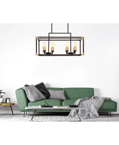 LAMPA WISZĄCA LOFT CZARNO-MOSIĘŻNA WALDORF W8