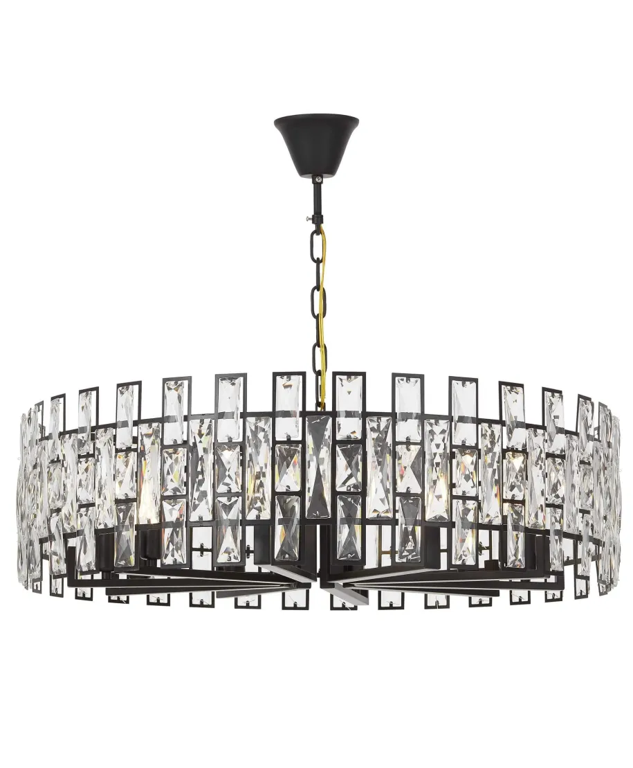 NOWOCZESNY ŻYRANDOL KRYSZTAŁOWY CZARNY FIORINA D80