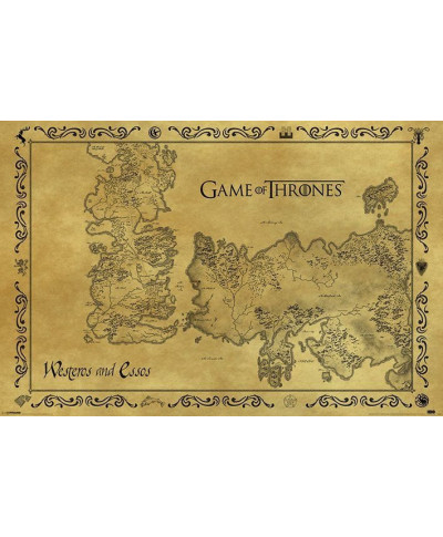 Gra o tron - Westeros i Essos - Mapa Antyczna - plakat