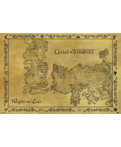 Gra o tron - Westeros i Essos - Mapa Antyczna - plakat
