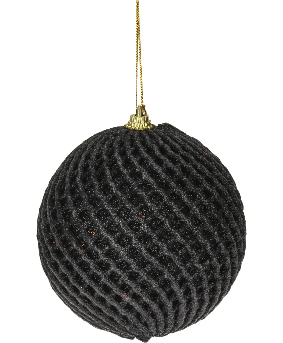 BOMBKA ŚWIĄTECZNA Z BROKATEM 120MM CZARN