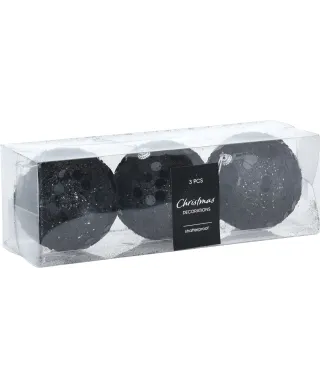 Komplet 3 sztuk bombek z cekinami 10cm  czarne
