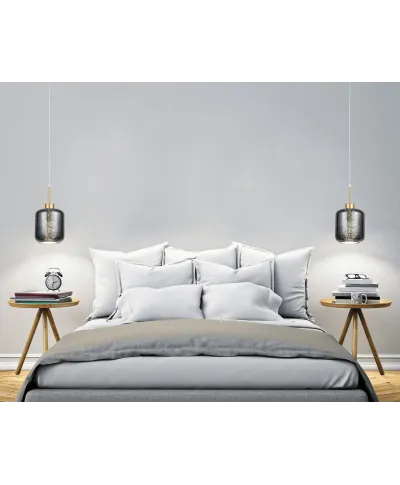 NOWOCZESNA LAMPA WISZĄCA ZWIS SZARO-ZŁOTA ALACOSMO W1