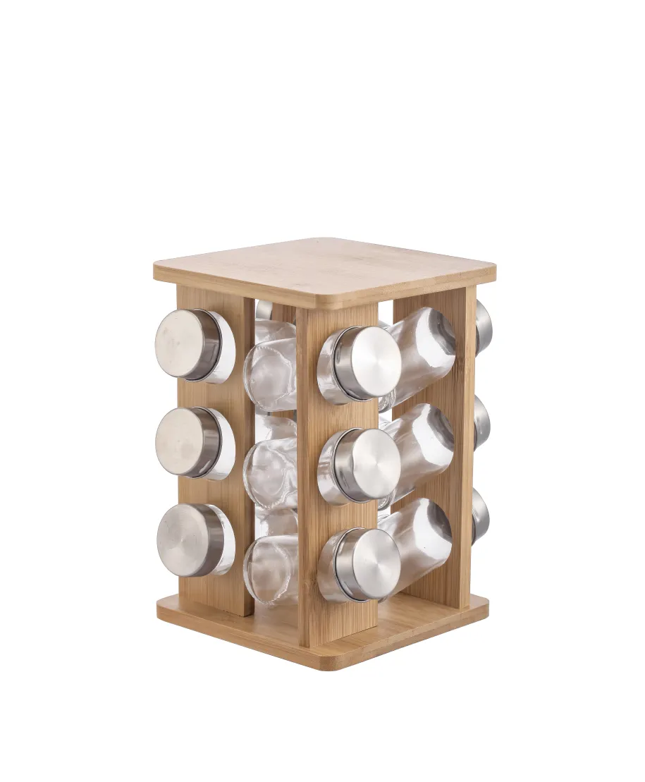 MODERN KITCHEN Zestaw 12 przyprawników 15x15x23,5cm na stojaku