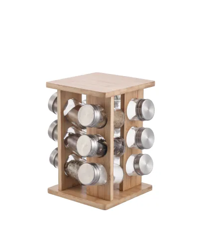 MODERN KITCHEN Zestaw 12 przyprawników 15x15x23,5cm na stojaku