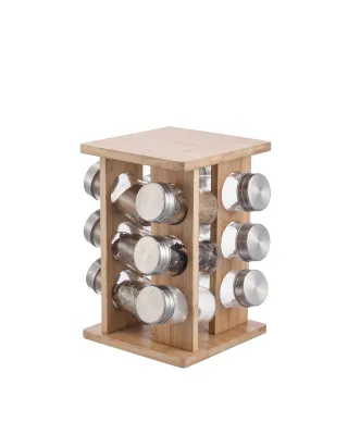 MODERN KITCHEN Zestaw 12 przyprawników 15x15x23,5cm na stojaku