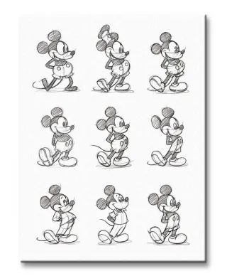 Mickey Mouse (Sketched - Multi) - Obraz na płótnie