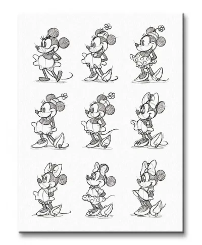 Minnie Mouse (Sketched - Multi) - Obraz na płótnie