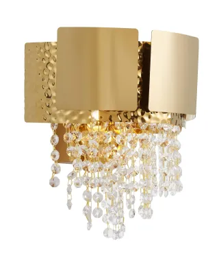 LAMPA ŚCIENNA KINKIET KRYSZTAŁOWY ZŁOTY DIONA W2
