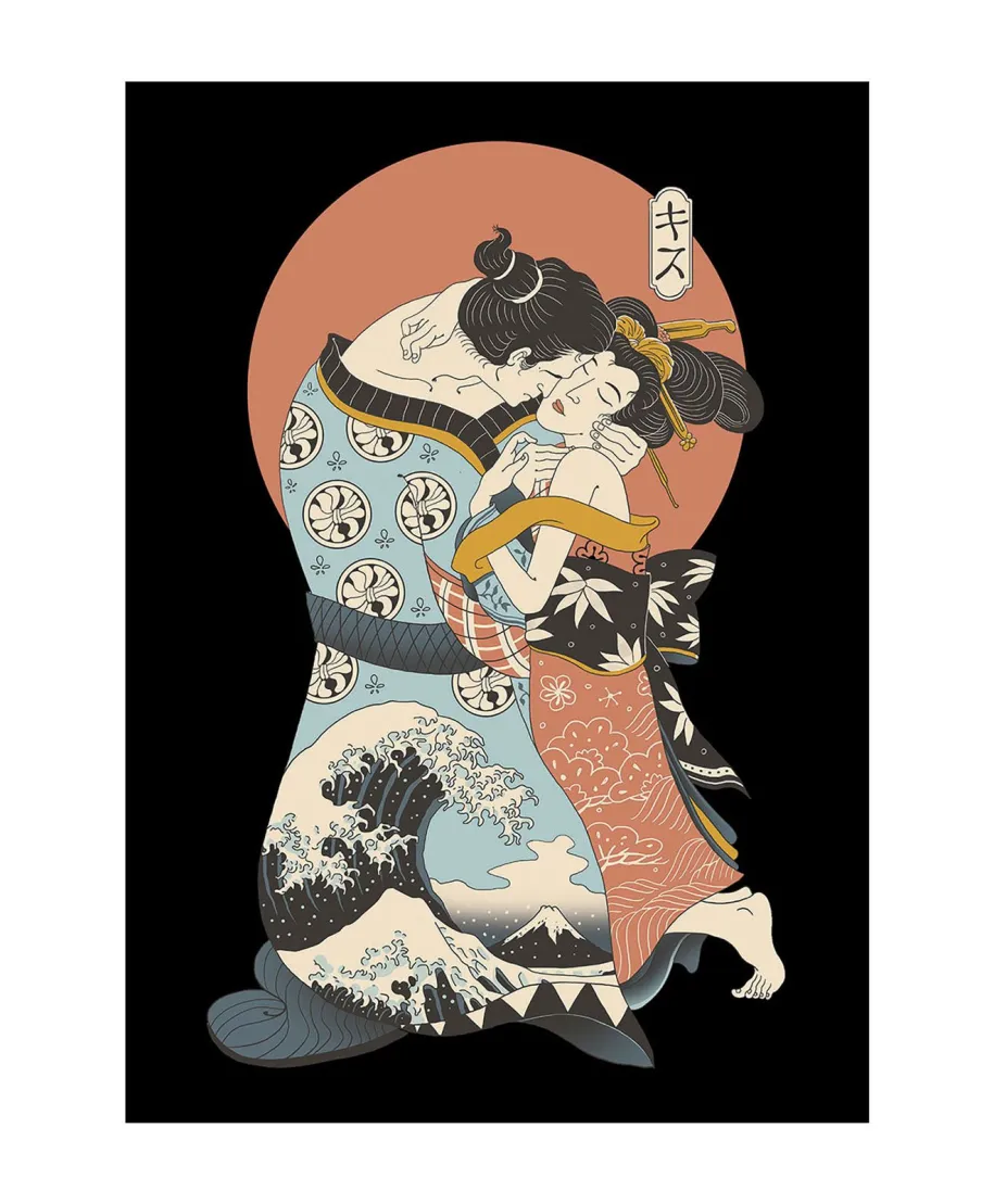 Vincent Trinidad The Kiss Ukiyo-E - pocztówka