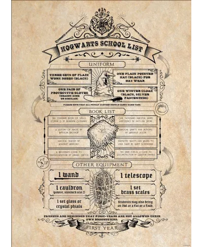 Harry Potter Map and School List - zestaw 2 plakatów