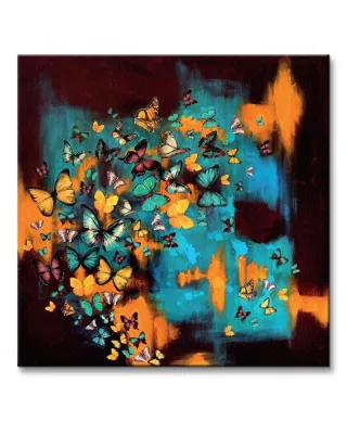 Obraz do salonu - Butterflies On Turquoise