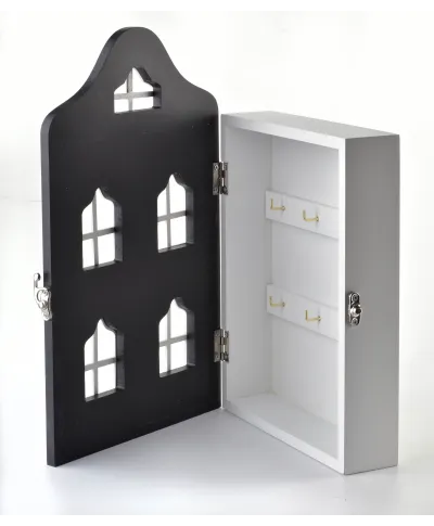 STACY Skrzynka na klucze 17,5x5,5x29,5cmDomek czarny