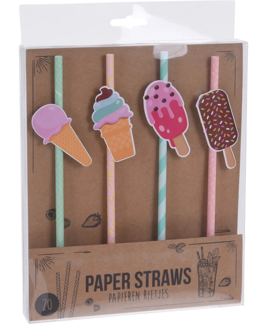 KOMPLET 20 SZTUK SŁOMEK DO PICIA PAPIEROWYCH