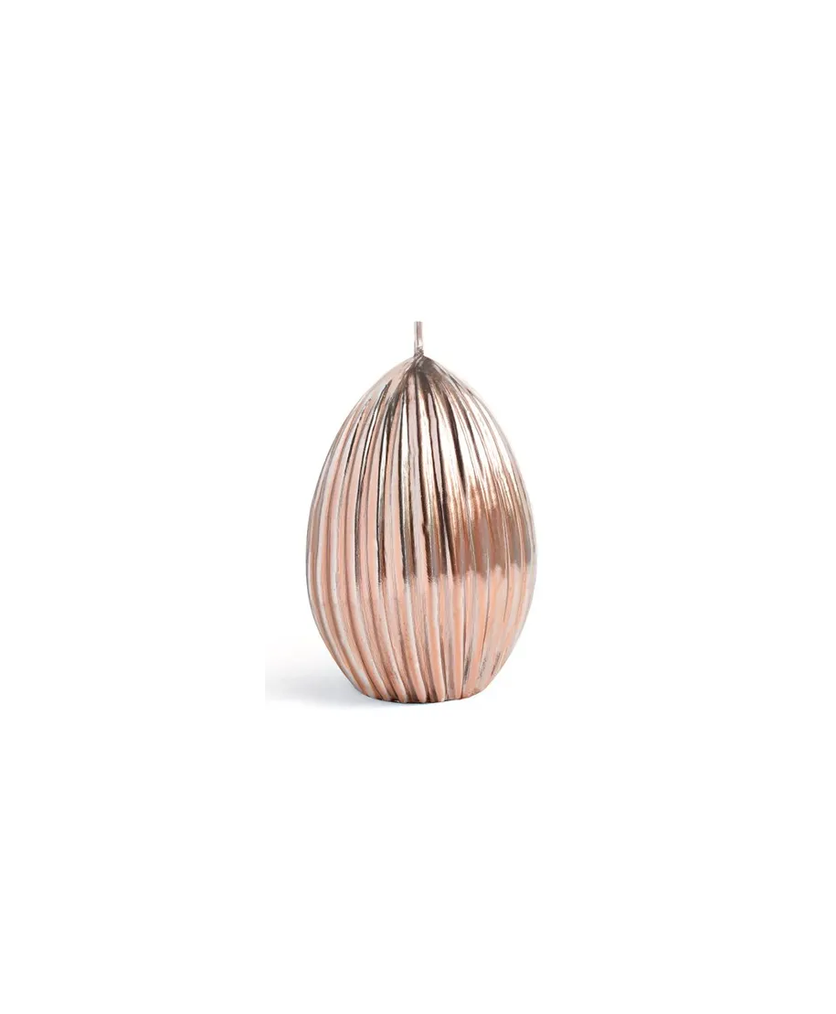 Świeca JAJKO KARBOWANE małe 6,5x8cmrose gold