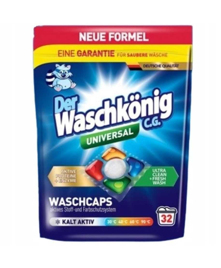 WASCHKONIG Kapsułki do prania żelowo-proszkowe 5-komorowe Universal 32sztx19g 608g