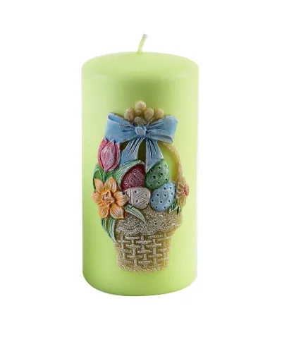 Świeca KOSZYCZEK walec średni 7x14cm zielona