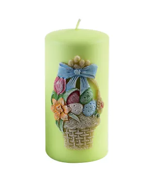 Świeca KOSZYCZEK walec średni 7x14cm zielona