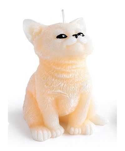 Świeca Figurka ANIMALS KOT 10x15cmkremowa parafinowa