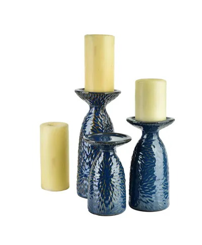 YARINE BLUE Świecznik 10,5x8,5x16,5cm