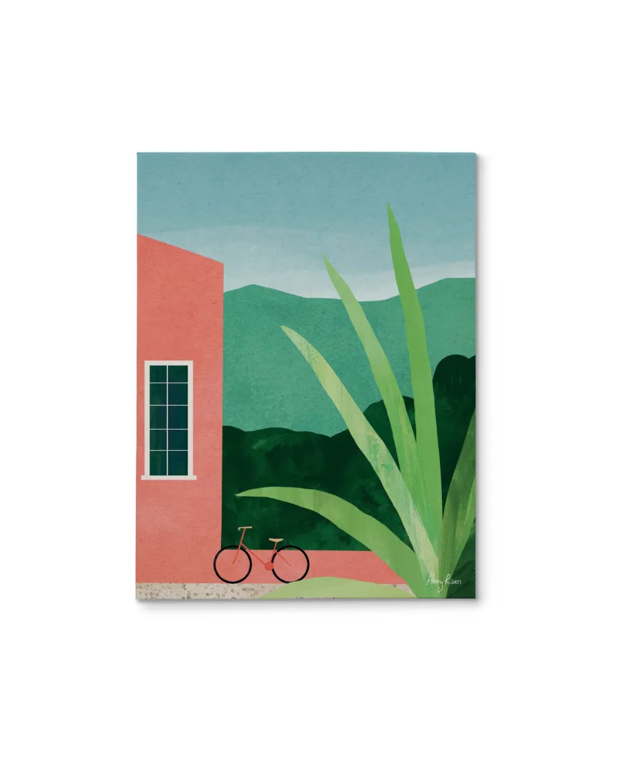 Bicycle Pink House - obraz na płótnie