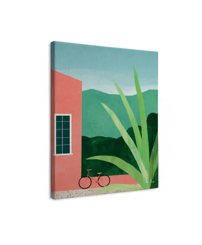 Bicycle Pink House - obraz na płótnie
