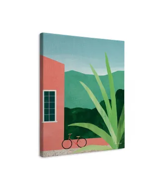 Bicycle Pink House - obraz na płótnie