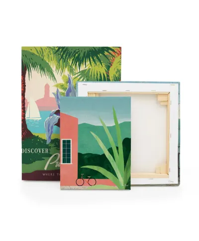 Bicycle Pink House - obraz na płótnie