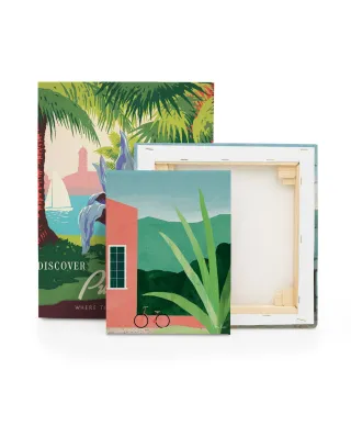 Bicycle Pink House - obraz na płótnie