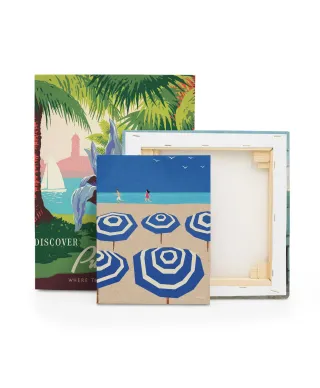 Parasole na plaży - obraz na płótnie