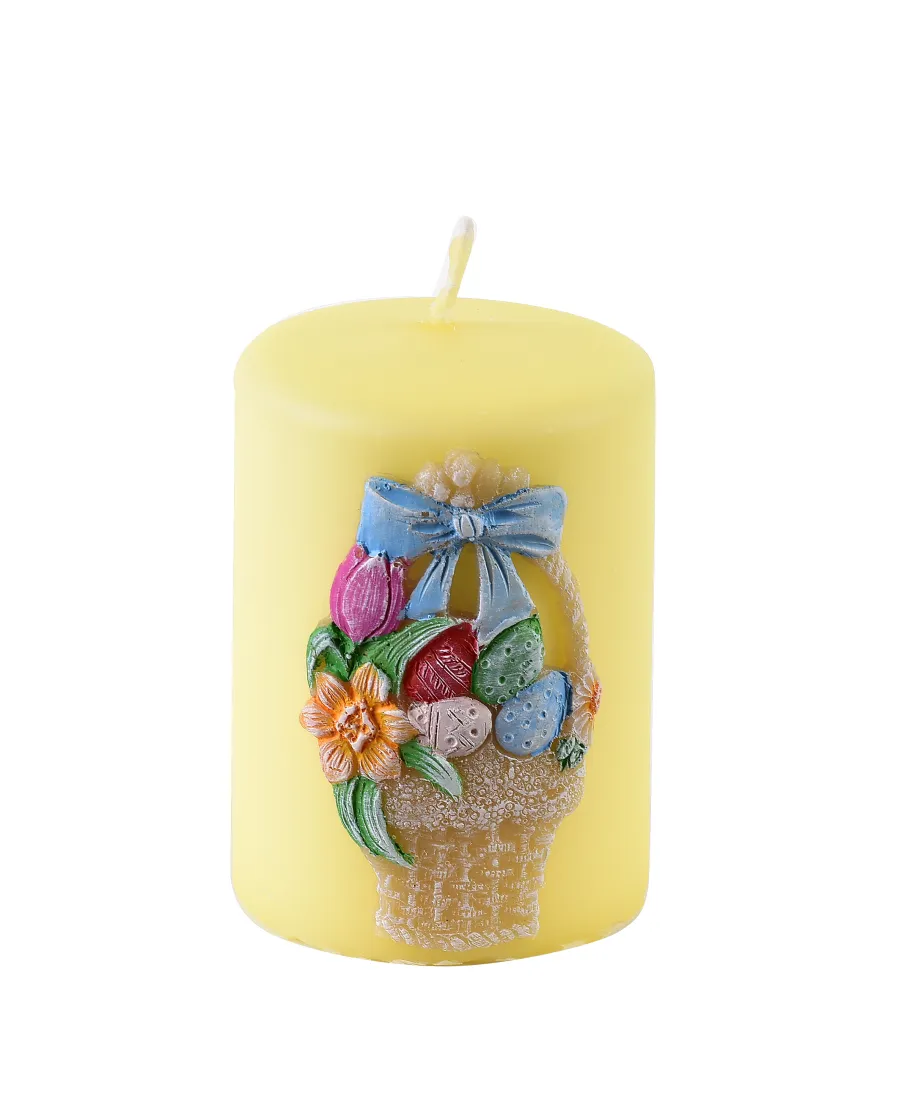 Świeca KOSZYCZEK walec mały 7x10cm żółta