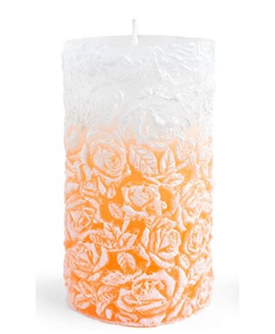 Świeca walec średni 8x13,5cm RÓŻANA pomarańczowa parafinowa