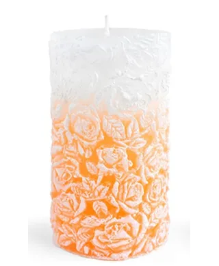 Świeca walec duży 8x18,5cm RÓŻANA pomarańczowa parafinowa