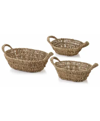 AMPARO KOMPLET 3 KOSZY Owalne30x23x9/27x20x8/24x17x7cm trawa