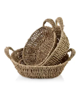 AMPARO KOMPLET 3 KOSZY Owalne30x23x9/27x20x8/24x17x7cm trawa