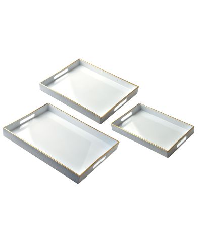 BLANCHE WHITE Komplet 3 Tac Dekoracyjnych 40x30x4cm/35x25x3,5cm/30x20x3,5cm