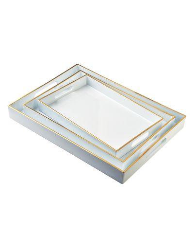 BLANCHE WHITE Komplet 3 Tac Dekoracyjnych 40x30x4cm/35x25x3,5cm/30x20x3,5cm